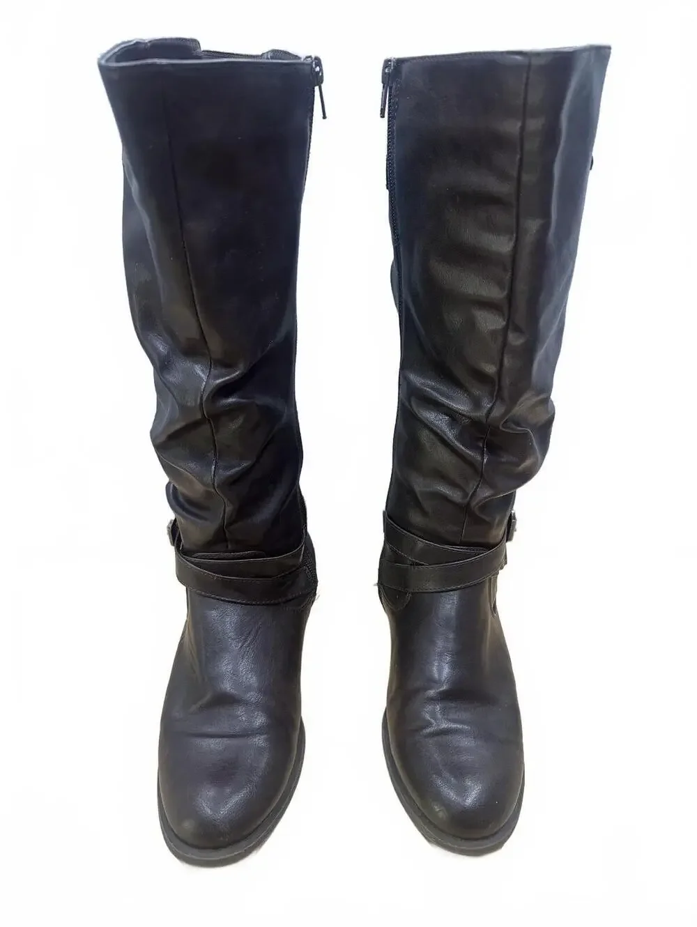 White Mountain Classic Black Leather Riding Boots